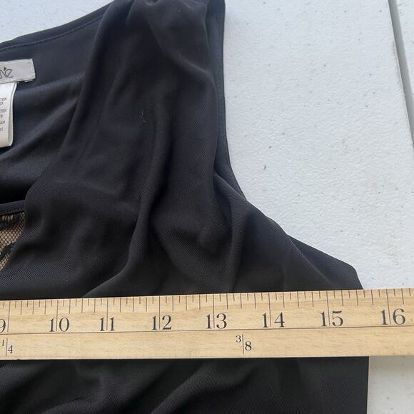 VTG Cache Black Top Layered Cowl Neck Flattering Ruched Sides Sz XS Y2K - Picture 8 of 9